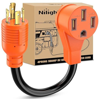 Nilight 30 Amp to 50 Amp RV Generator Adapter Cord ETL Listed L14-30P14-50R