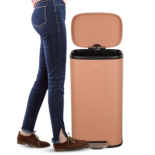 happimess Curtis 8 Gal Step Trash Can Soft Close 25", Clay Rose