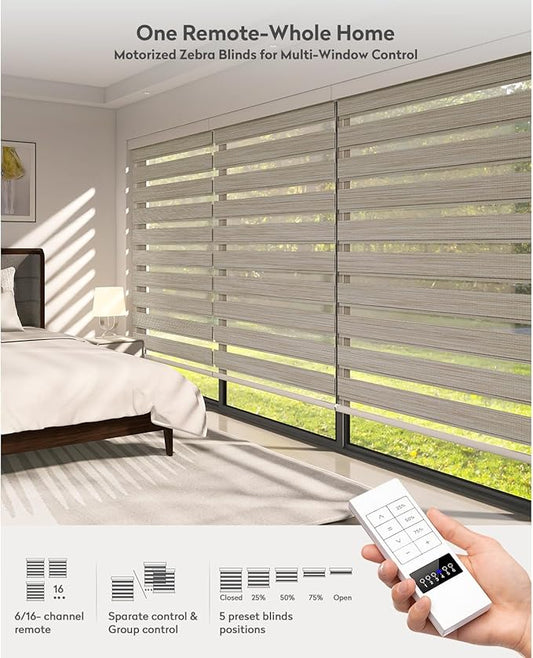 ACMEART Motorized Zebra Blinds,Smart APP & Remote Control 95% Blackout Shades,Compatible with Alexa,Custom Size Electric Window Blinds for Bedroom/Home/Office (Classical Sandstone)