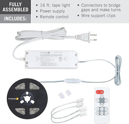 Armacost Lighting 421501 Ribbon Flex Home Tunable White LED Tape Light Kit with Remote, 16 ft