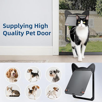 Pet Screen Door for Dogs & Cats - Heavy Duty Magnetic Lockable Flap, Inside Door 11.1x8.94inch, Easy Install for Sliding Glass/Patio Doors Screen, Scratch-Resistant & Security Latch (Size XL)