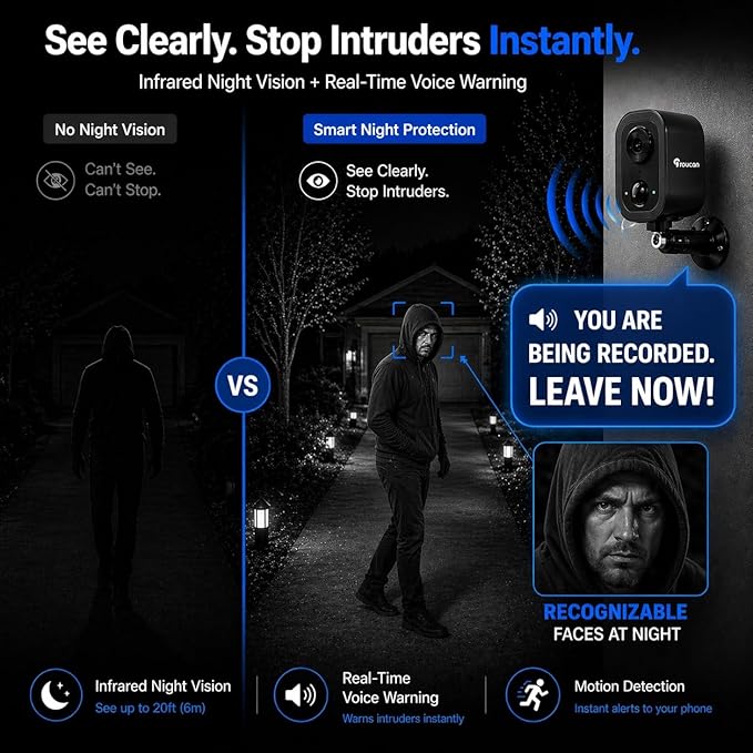 2K Wireless Outdoor Security Camera, Cameras for Home Security with Free 24-Hour Cloud Playback, 2-Way Audio, PIR Motion Detection, Night Vision, IP65 Weatherproof, Alexa & Google Home Compatible