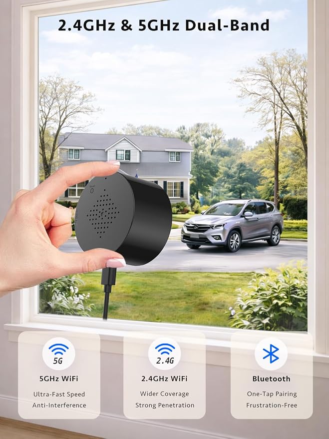 2K Window Camera for Home Security, Dual Band WiFi Indoor Window Camera | 2.4GHz & 5GHz WiFi, Color Night Vision, AI Motion Detection, Two-Way Audio, Anti-Reflection