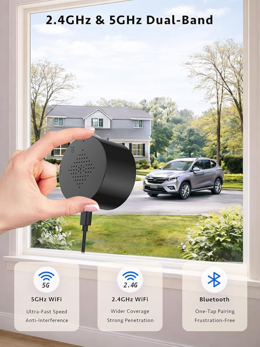 2K Window Camera for Home Security, Dual Band WiFi Indoor Window Camera | 2.4GHz & 5GHz WiFi, Color Night Vision, AI Motion Detection, Two-Way Audio, Anti-Reflection
