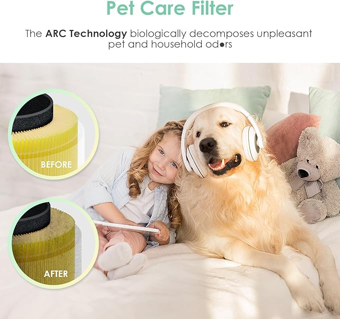 [Pet Care] Replacement Filter Compatible with Tenergy Renair TAP01, Cool-Living CL-6070A, Beaba, Tredy TD-1300, 3-in-1 H13 True HEPA Filters, Yellow 2-Pack