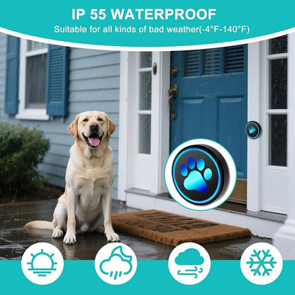 Dog Door Bell for Potty Training, Smart Wireless Doggie Doorbell to Go Outside, 1000 Feet Long Range with IP65 Waterproof Super-Light Touch Button, 60 Melodies & Adjustable Volume (Black)