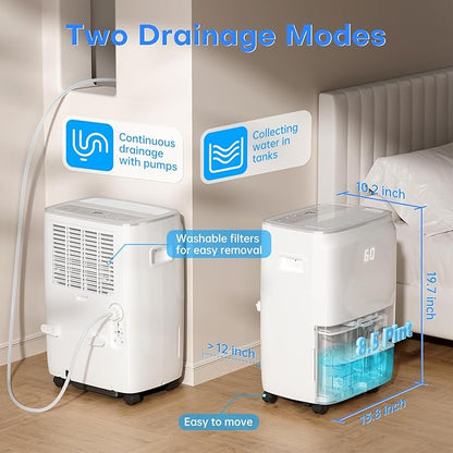 4,500 Sq.Ft Dehumidifier for Basement, Max 80 Pint/Day (Standard 60 Pint/Day) Smart WiFi Dehumidifier with Pump Drain Hose & Auto Humidity Control, Large Dehumidifiers for Home, RV, Bathroom, Bedroom