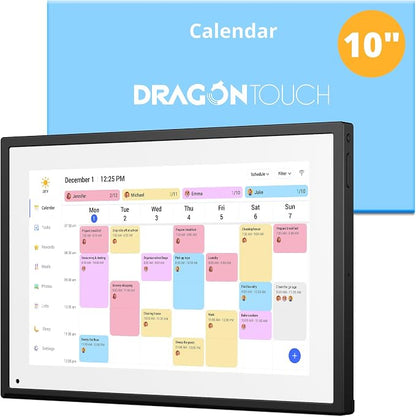 Digital Calendar Touch Screen 10 Inch, Electronic Calendar Chore Chart with 1080P Interactive Touchscreen for Family Monthly/Weekly/Daily Planner, Smart Calendar with Desk Mount - Black