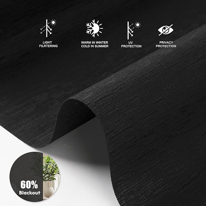 Motorized Blinds with Remote [Light Filtering] Smart Blinds Compatible with Alexa Google HomeKit, 60% Blackout Automatic Roller Shades for Indoor Windows, Customized Size, Black Lace