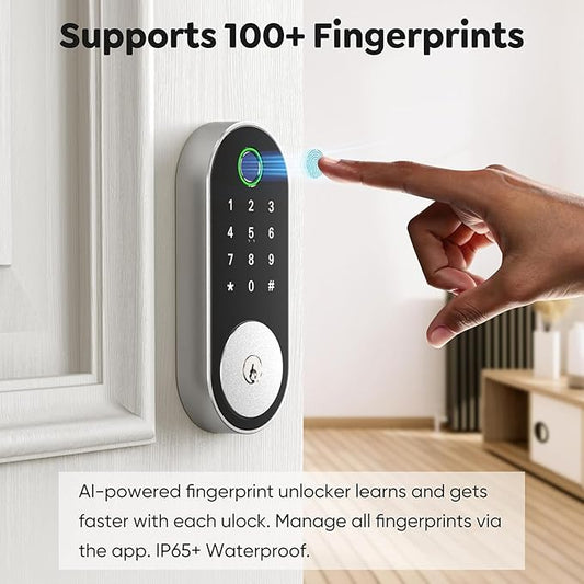 Fingerprint Smart Deadbolt with Keypad – Keyless Entry Lock for Home, Apartment, Office, Airbnb, Rental, Kids & Seniors, App & Code Access, Auto-Lock, Easy DIY Install, Compatible with Alexa & Google