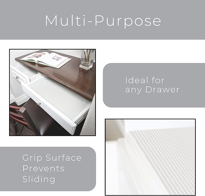 Smart Design Classic Grip Shelf Liner – 18in x 5ft – Non-Adhesive Drawer Liner with Strong Grip Helps Protect and Personalize Your Home Organization and Storage – White