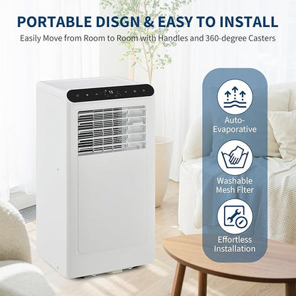 GarveeLife Portable Air Conditioners, 10,000 BTU for Rooms up to 450 Sq.Ft., Smart Compact AC Unit with Cooling, Dehumidifier, Fan, Remote Control and Window Kit, White