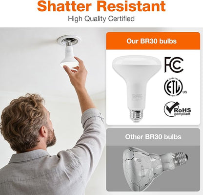 Sylvania ECO LED BR30 Light Bulb, 65W = 9W, Dimmable, Frosted Finish, 650 Lumens, 4000K, Cool White - 4 Pack (41102)