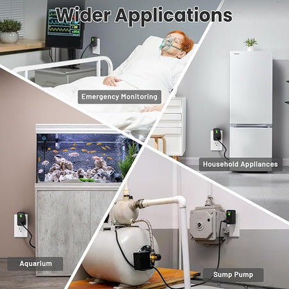 Power Failure Alarm WiFi, Smart Power Outage Alarm with App Notifications, Mini Size Freezer Alert with Loud 110dB & LED Indicator & Voltage Detection, Home Power Monitor for GFCI Trips, Sump Pump ﻿