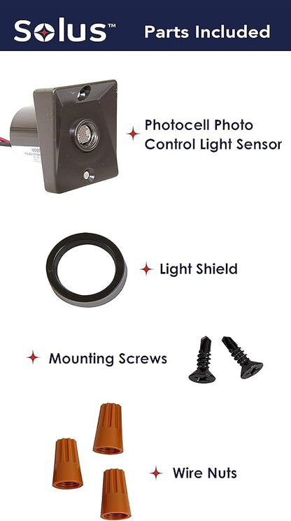 Solus Dusk-to-Dawn Sensor with Ezee Change Plug – Outdoor Photocell Sensor for 3" Lamp Posts – Auto On/Off – UL Listed – 120V – 5 Year Warranty, (Bronze, Pack of 1)