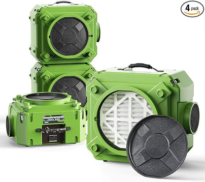 ALORAIR CleanShield HEPA 550 Industrial Commercial HEPA Air Scrubber for Damage Restoration, cETL Listed, GFCI Outlet, 10 Years Guarantee, Green(Pack of 4)