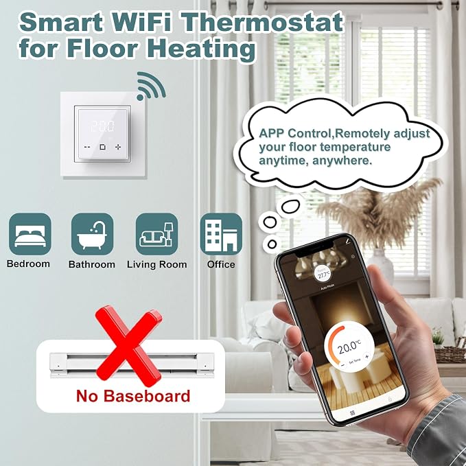 HEATIT WiFi Programmable Thermostat for Electric Floor Heating, Touchscreen