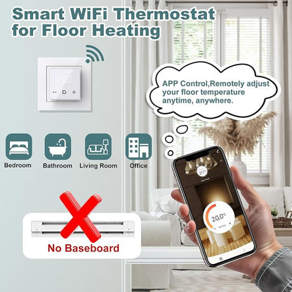 HEATIT WiFi Programmable Thermostat for Electric Floor Heating, Touchscreen