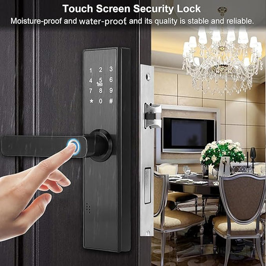 Fingerprint Door Lock, WiFi Smart Biometric Door Lock Password IC Card Entry Access System with Mechanical Key for Hotels and Offices Homes Apartments