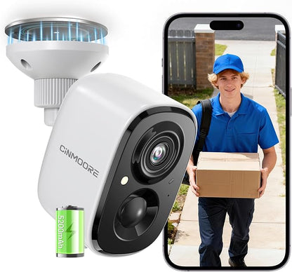 2.5K Security Camera Wireless Outdoor, 2.4G WiFi Battery Powered Indoor Camera, Magnetic Mount Cameras for Home Security, AI Detection, Color Night Vision, Spotlight, Siren Alarm, 2-Way Talk