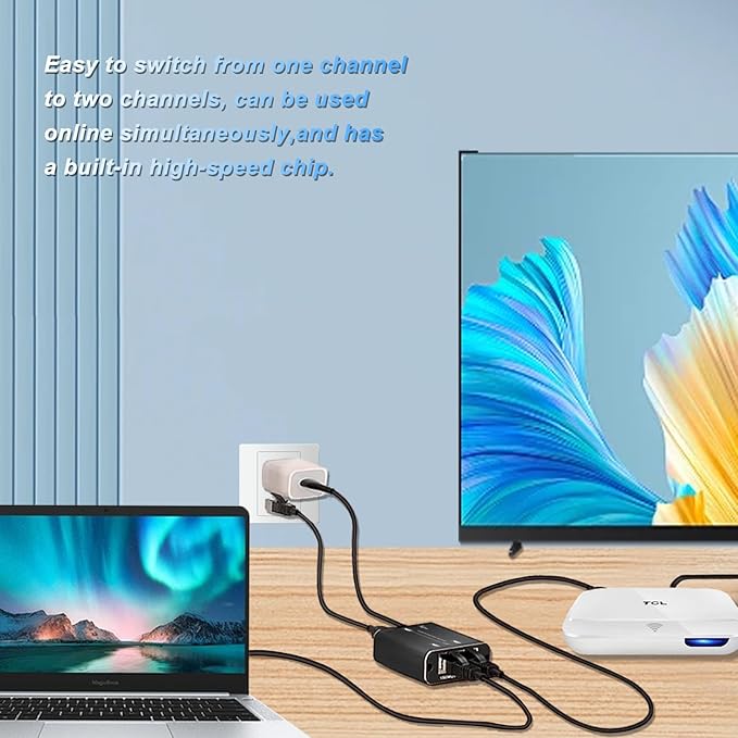 Ethernet Splitter 3Ports Switch 1 in 2 Out High Speed 1000Mbps RJ45 Ethernet Splitter LAN Splitter,Gigabit Internet Splitter with USB Power Cable for Cat5/5e/6/7/8 Cable