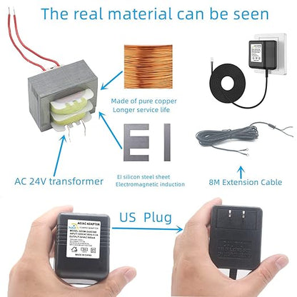 24V Doorbell Thermostats Transformer Compatible with Nest Honeywell Ecobee Sensis All Versions of Ring Video Doorbells Power Adapter (26FT Black, 12.0, Watts)