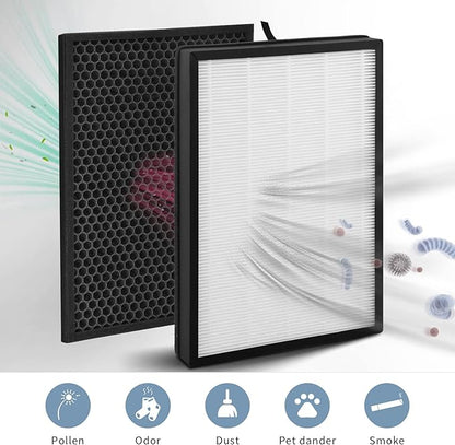2-Pack FA-500 Replacement Filter Compatible with Famree FA500 and Aiper KJ200 Purifier, 2-IN-1 Activated Carbon Filter + Filters