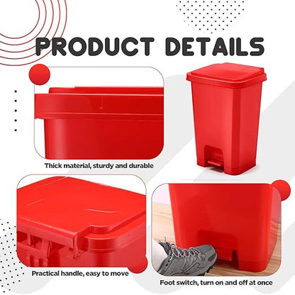 1pcs Red Step on Trash Can Hands-Free Waste Bin with Odor Control Lid Touchless Sanitary Use Garbage Can for Lab Dental Home Clinic Office (8 Gallon)