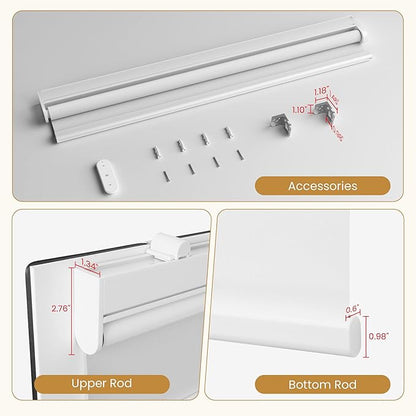 Grandekor Motorized Blinds with Remote Control, Blackout Roller Shade Electric Shades Cordless Smart Blinds for Bedroom Living Room Office,White,W25xH72
