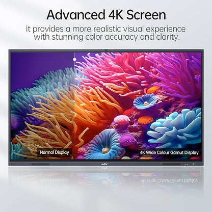 JAV Smart Board Interactive Whiteboard for Classroom Office Home, 4K UHD 8+128GB Touchscreen Smartboard with Built-in EDLA Licensed Android OS & Open App Ecosystem, Wi-Fi & Bluetooth