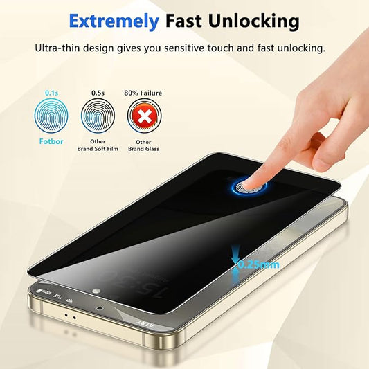 Fotbor for Samsung Galaxy S24 28° Privacy Screen Protector with [3s Installation Frame], Case Friendly 9H+ Tempered Glass 2Pack
