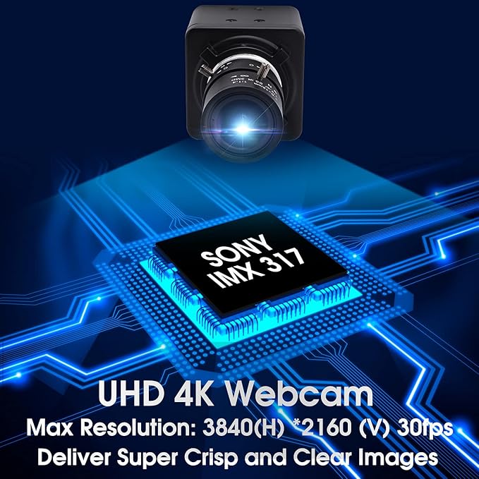 SVPRO 4K Webcam with Zoom Lens, HD Manual Focus 4K 30fps Close-up Camera with 2.8-12mm Varifocal Lens, 4X Optical Zoom External PC Camera for Windows, Linux, Android, Mac OS, Raspberry Pi