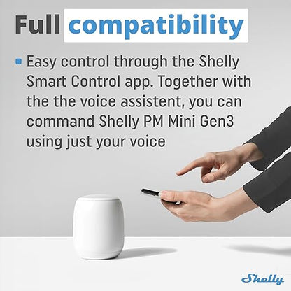 Shelly PM Mini Gen3 | WiFi Smart Power Meter 1 Channel 16 A | Home Automation | Bluetooth Gateway | Compatible with Alexa & Google Home | iOS Android App | No Hub Required | Smart Schedules (2 Pack)