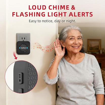 CallToU Caregiver Pager Wireless Call Bell Alert Button for Seniors/Elderly/Patients 2 Plugin Receiver 2 Waterproof Transmitter