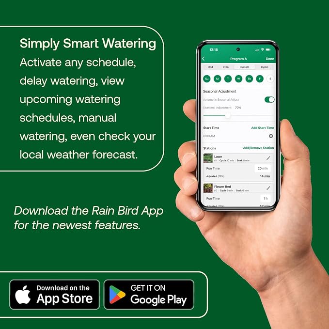 Rain Bird TRU8IW Irrigation Controller, Smart WiFi, Indoor, 8-Station
