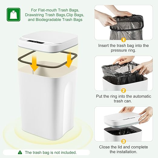 Kitchen Trash Can, 4.22 Gallon Small Motion Sensor Smart Trash Can, Automatic Touchless Garbage Can with Lid for Kitchen Bathroom Bedroom Office