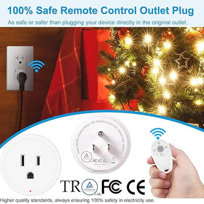 Remote Control Outlet,Greencycle Remote Light Switch and 3 Plugs,Wireless Light Switch,500ft Range,No Wiring Needed,15A/1500W for Household Appliances,FCC Certified,White