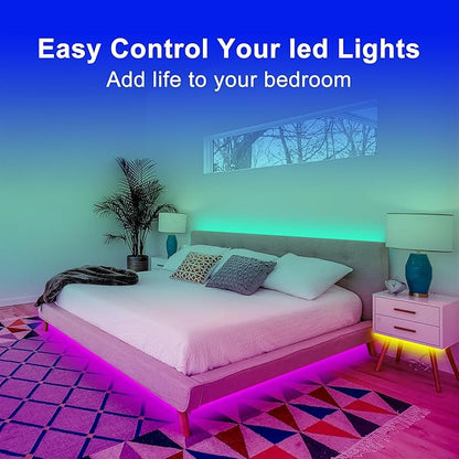 Pandery RGB COB LED Strip Light with Remote and app Control,Music Synchronized Color Change 24V RGB led Strip,16.4FT/5M,10mm Wide,Indoor RGB Lights for Bedroom,Game Room,Bar,Party