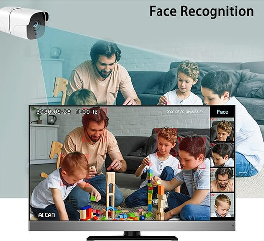 NVR for Security Camera System, 4K 4CH Network Video Recorder, Support 4K/5MP/4MP/3MP/1080P PoE IP Camera, Face Detection, 24/7 Recording (HDD Not Included)