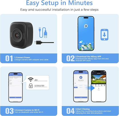 Hieasy 4K Window Security Camera for Home 5GHz&2.4GHz WiFi Color Night Vision 8MP Indoor Window Cam with AI Motion Detection 24/7 Recording, Includes 32GB SD card,No Subscription Required (Black)