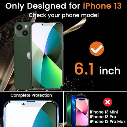 Lesakit 3+3 Pack Privacy Screen Protector for iPhone 13 6.1-Inch with 3 Pack Camera Lens Protector, Anti Spy Tempered Glass Film 9H Hardness Bubble Free Case Friendly