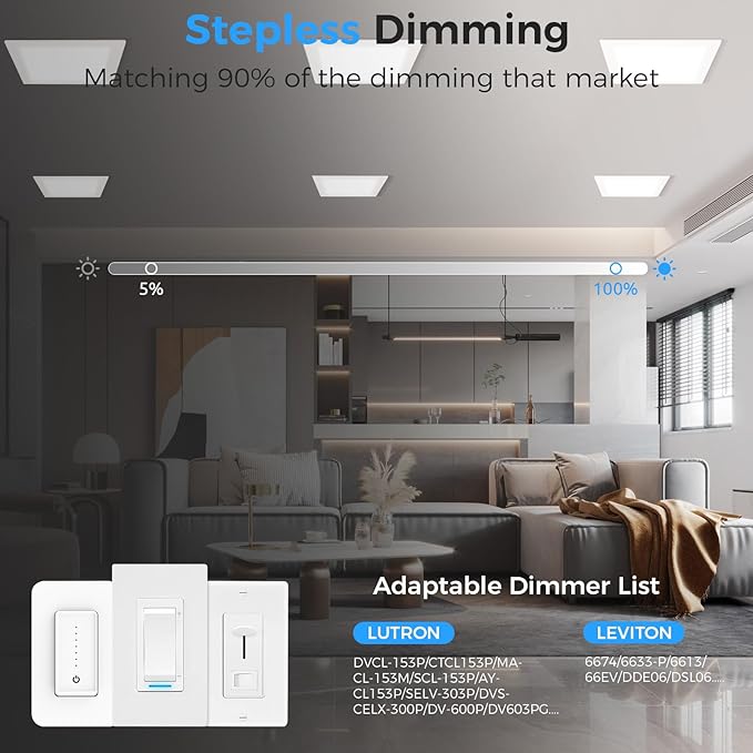 HONZIN 6 Pack 4 Inch Square Recessed Lighting, 5CCT Ultra Thin Square Recessed LED Downlight with Junction Box, 2700K/3000K/3500K/4000K/5000K Selectable, Dimmable,12W, Canless IC Rated, White Trim