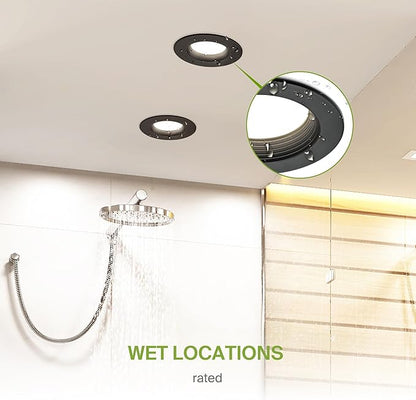 ASD 12 Pack Black Retrofit LED Recessed Lighting 6 Inch - 12W 2700K-5000K 1078LM Can Lights for Ceiling 6 Inch, Dimmable Black Recessed Lights, Baffle Trim Wet Rated Wafer Lights, ETL Energy Star