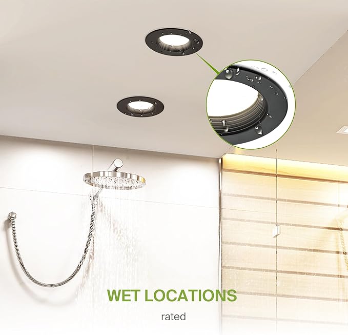 ASD Black Retrofit LED Recessed Lighting 6 Inch - 12W 2700K-5000K 1078LM Can Lights for Ceiling 6 Inch, Dimmable Black Recessed Lights, Baffle Trim Wet Rated Wafer Lights, ETL, Energy Star