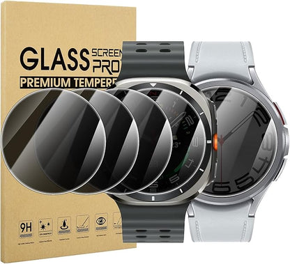 Suoman 4-Pack for Samsung Galaxy Watch 6 Classic 47mm Privacy Screen Protector, [Anti-peeping] 9H Hardness Ultra-thin Tempered Glass Screen Protective Film