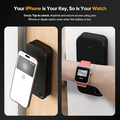 ThorBolt X1 Apple Home Key Lock, iOS ONLY Smart Keyless Entry HomeKit Door Lock with Fingerprint, Keypad Deadbolt Lock Works with HomeKit Over Thread (Border Router Required), IP65 Weatherproof, Black