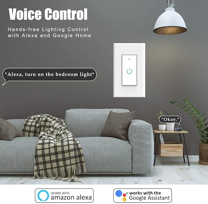 Smart Switch 3 Gang WiFi Light Switch Compatible with Alexa Google Home