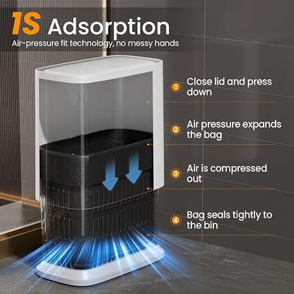 Bathroom Trash Can with Lid and Wheels, 2.6 Gallon/10L Small Garbage Can