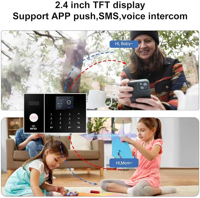 XUK 4G/GSM/Wi-Fi Alarm System for Home Security, 13-Piece Kit | Works with Alexa & Google Home | SOS button | Door & PIR motion sensors | For houses & apartments