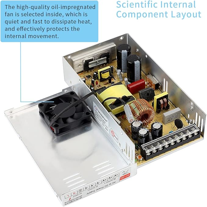 SUPERNIGHT 12V 30A 360W Power Supply AC 110V/220V to DC 12V Universal Regulated Switching Transformer Adapter Power for CCTV, Computer Project, LED Strip Lights